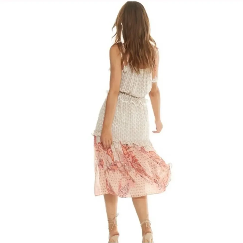 Misa Los Angeles Dionica Midi Floral Tiered Boho Dress Womens M Cottage Core